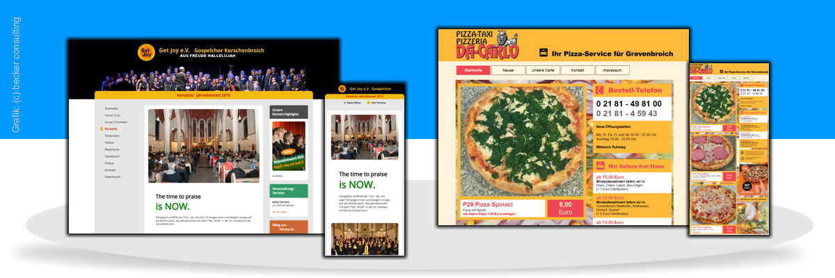 Bild: Screenshots von Homepages als Referenzen angezeigt